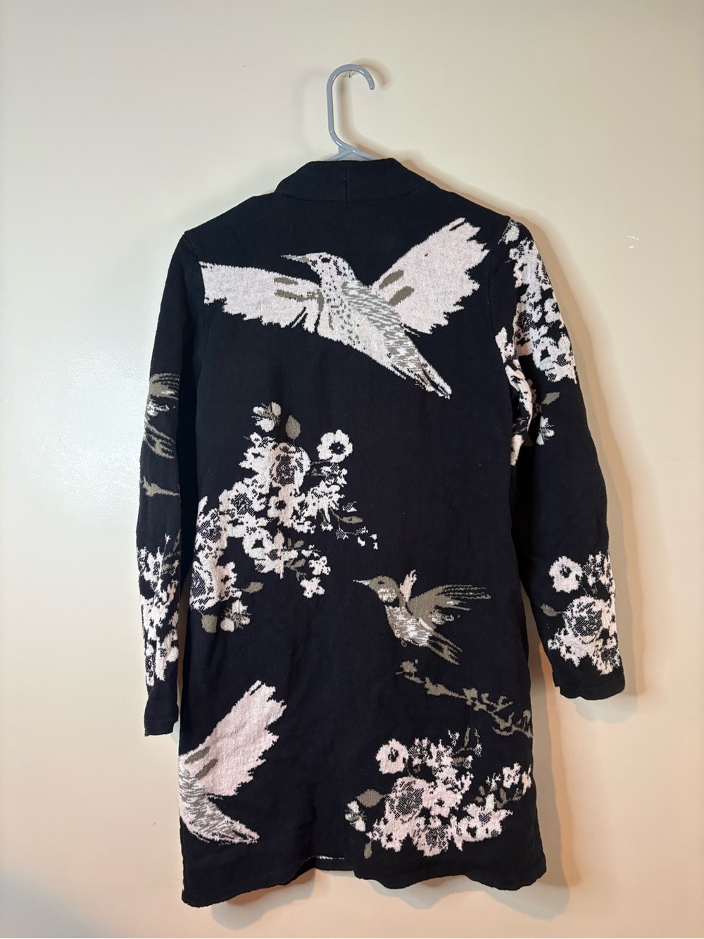 INC International Concepts Black Floral Open Front Knit Cardigan EUC - Picture 3 of 4